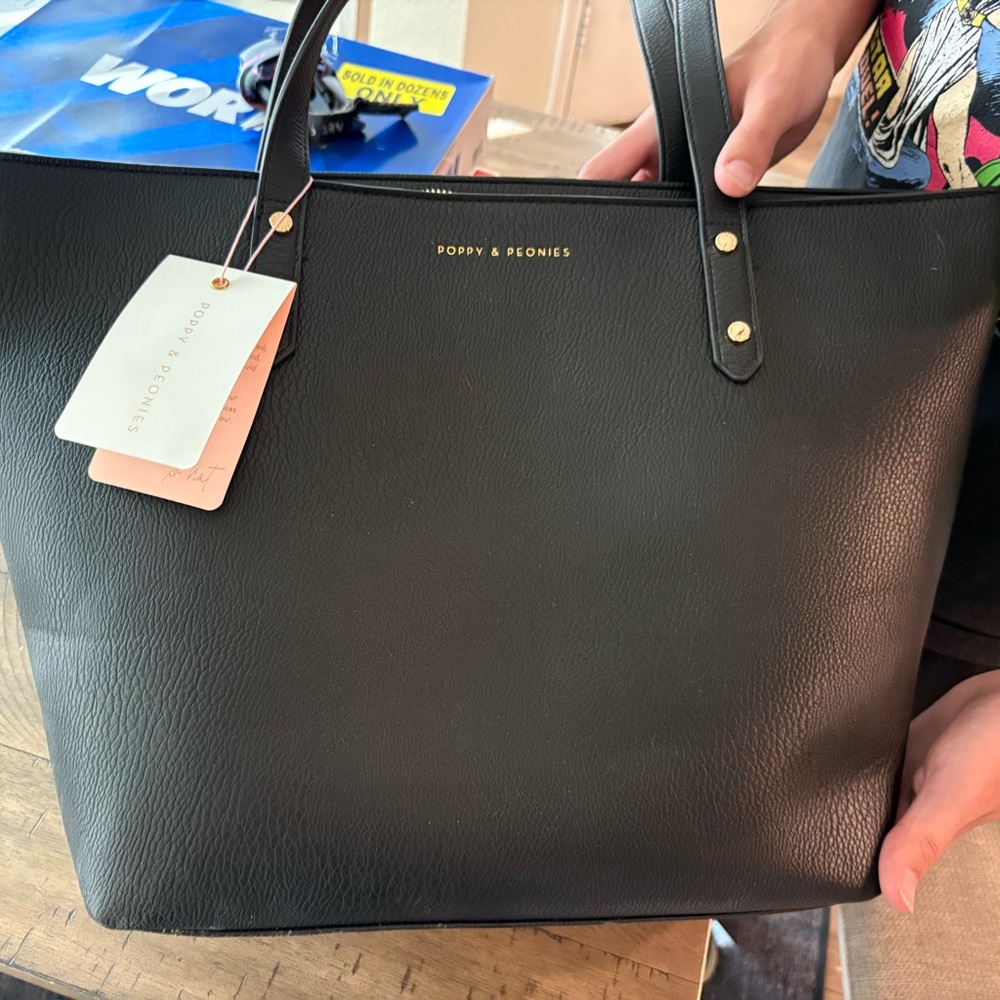 Poppy & Peonies Classic Black Tote
